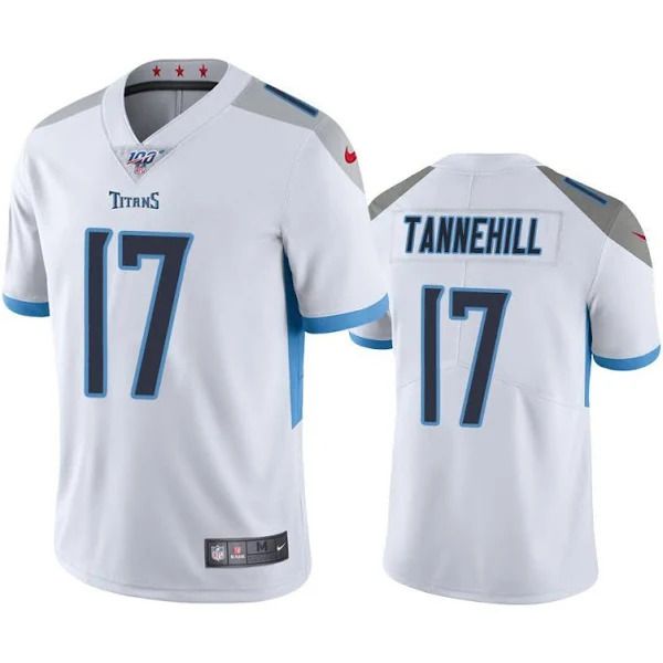 Men Tennessee Titans #17 Ryan Tannehill Nike White 100th Vapor Limited NFL Jersey